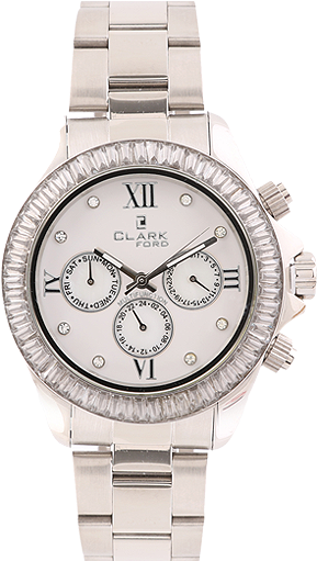 Clarkford Round Dial Chain Watch Silver - Watch (475x510), Png Download