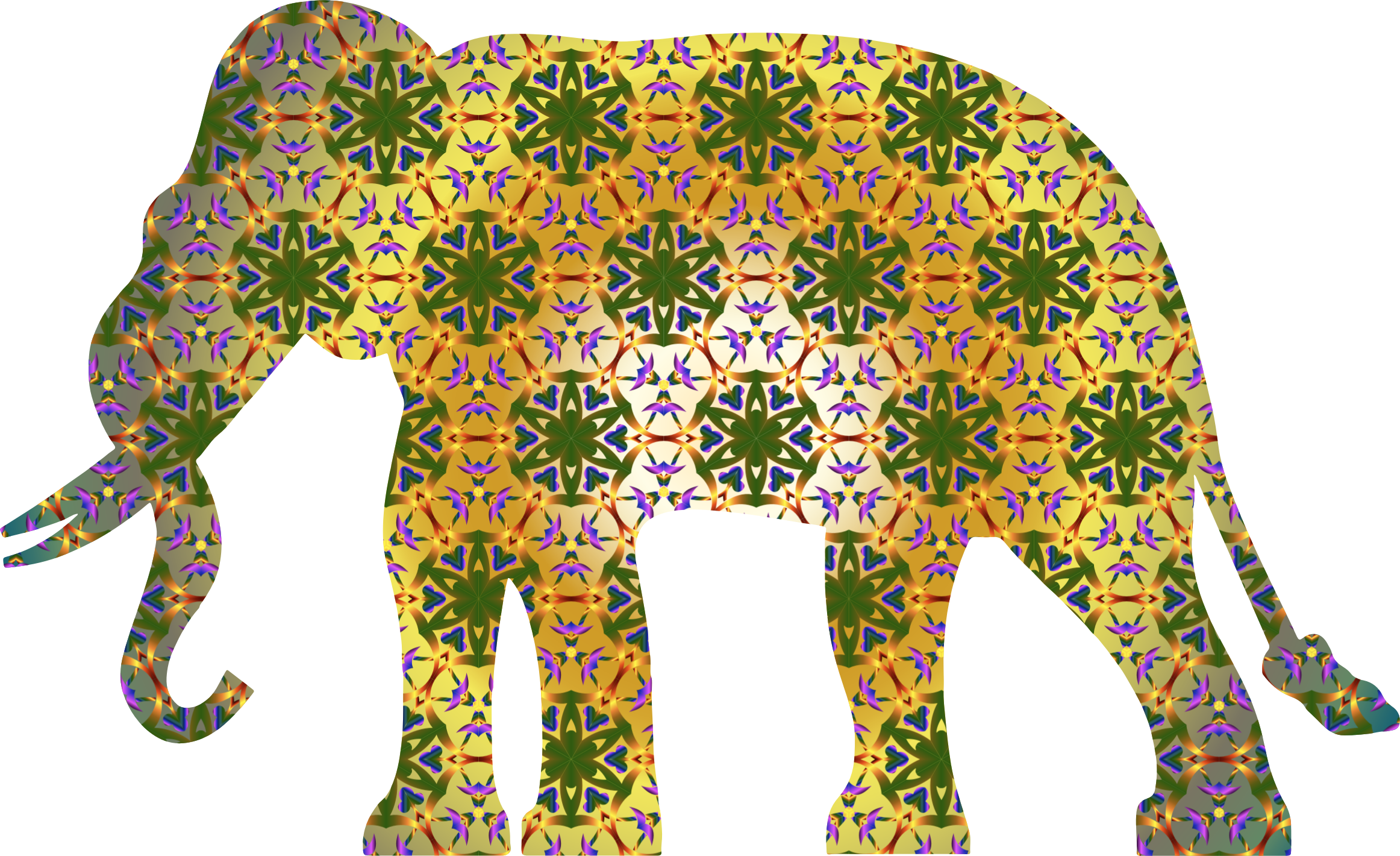 This Free Icons Png Design Of Psychedelic Pattern Elephant (2324x1420), Png Download