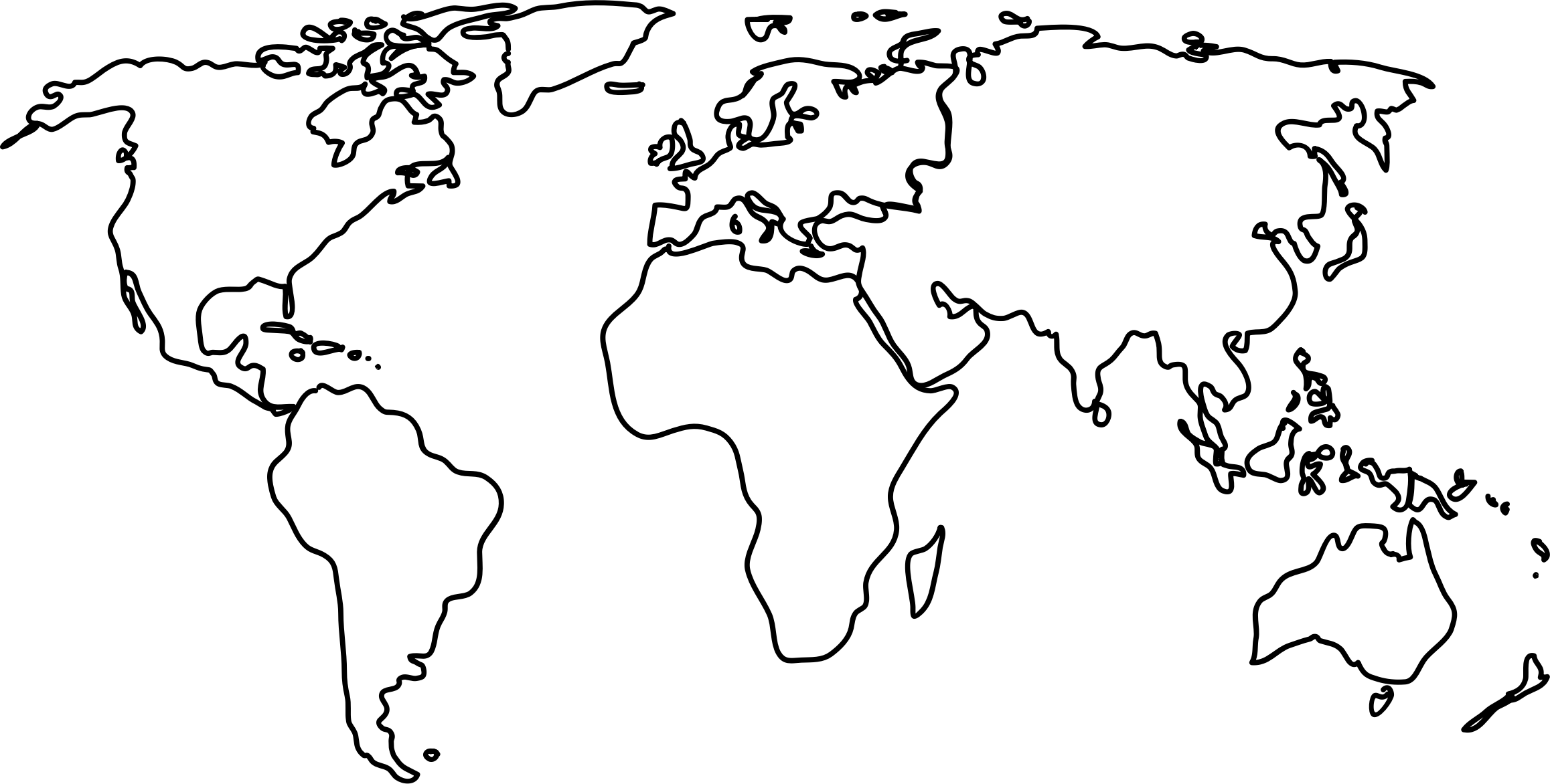 World Map Vector Clipart - World Map Outline Png (2315x1172), Png Download