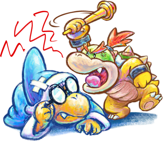 Kamek And Baby Bowser - Yoshi New Island Baby Bowser (555x480), Png Download