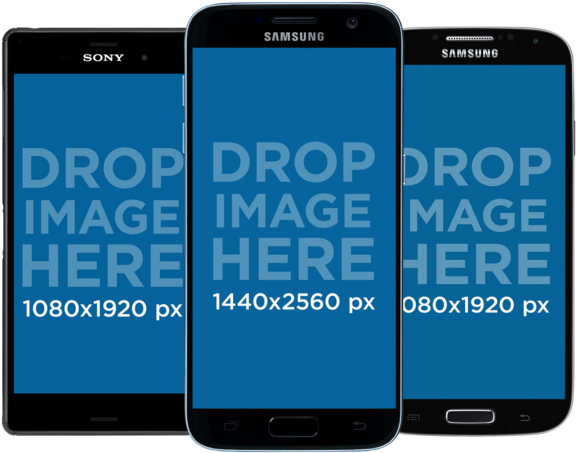 3 Black Android Phones Mockup In Portrait Position - Foursquare Check In Here (640x480), Png Download