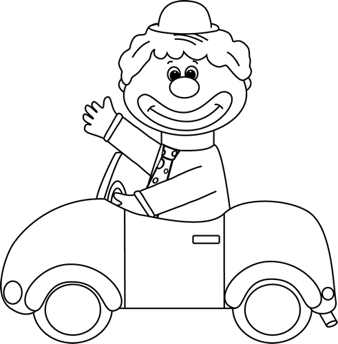 Clip Art Images Black And White Clown - Black And White Clown Car (491x500), Png Download