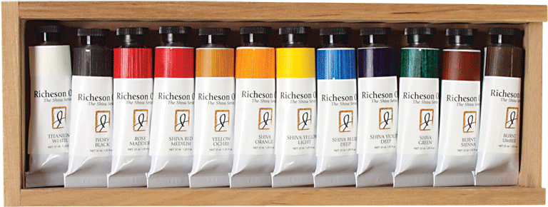 Richeson Oil, The Shiva Series Set Of 12 In Wooden - Jack Richeson 37-ml Artist Oil Colors, Set Of 12 (800x323), Png Download