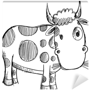 Cow Sketch Doodle Drawing Illustration Art Wall Mural - Drawing (400x400), Png Download