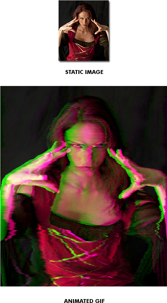 Gif Animated Glitch Photoshop Action - Performance (590x1082), Png Download