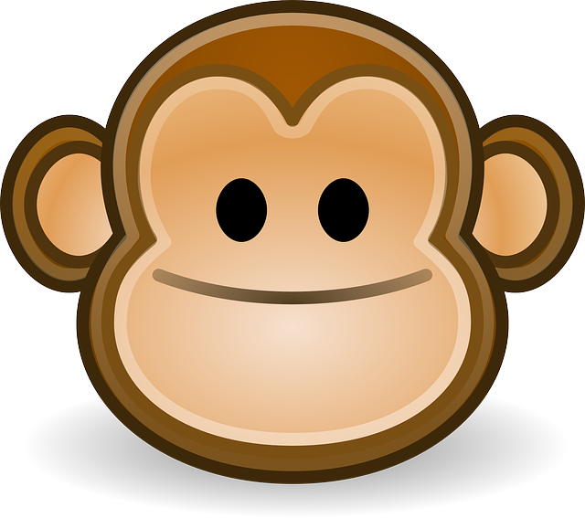Monkey, Smile, Happy, Face, Icon, Ape, Gorilla - Monkey Ico (640x567), Png Download