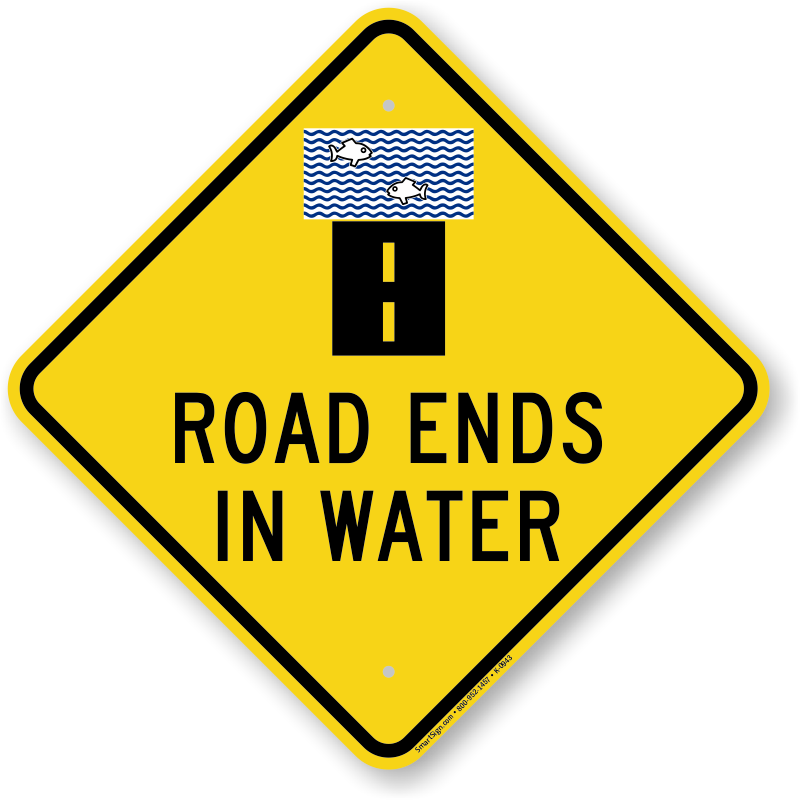 Road Ends In Water Diamond Shape Sign - Private Road, No Trespassing, No Hunting Sign, 24" (800x800), Png Download