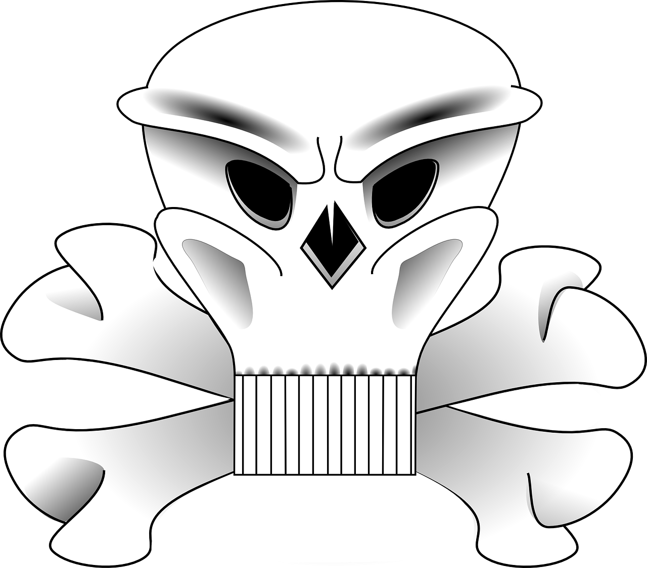 Crossbones Skull Danger - Skull And Crossbones (1280x1125), Png Download