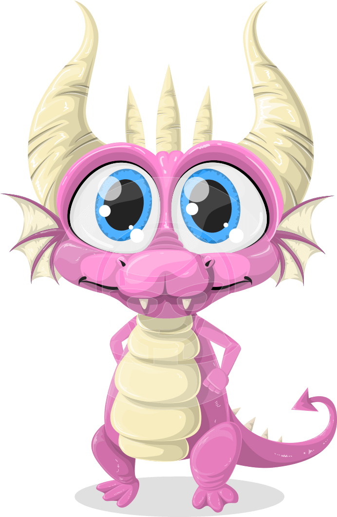 Drawn Horns Little Devil - Dragon With Big Eyes (957x1060), Png Download