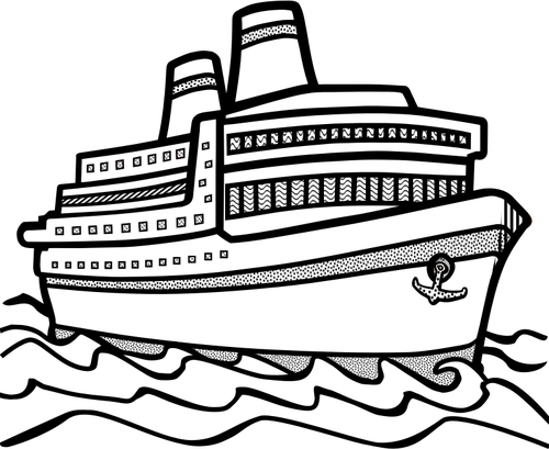 Cruise Clipart Simple Ship - Ship Line Art (500x409), Png Download