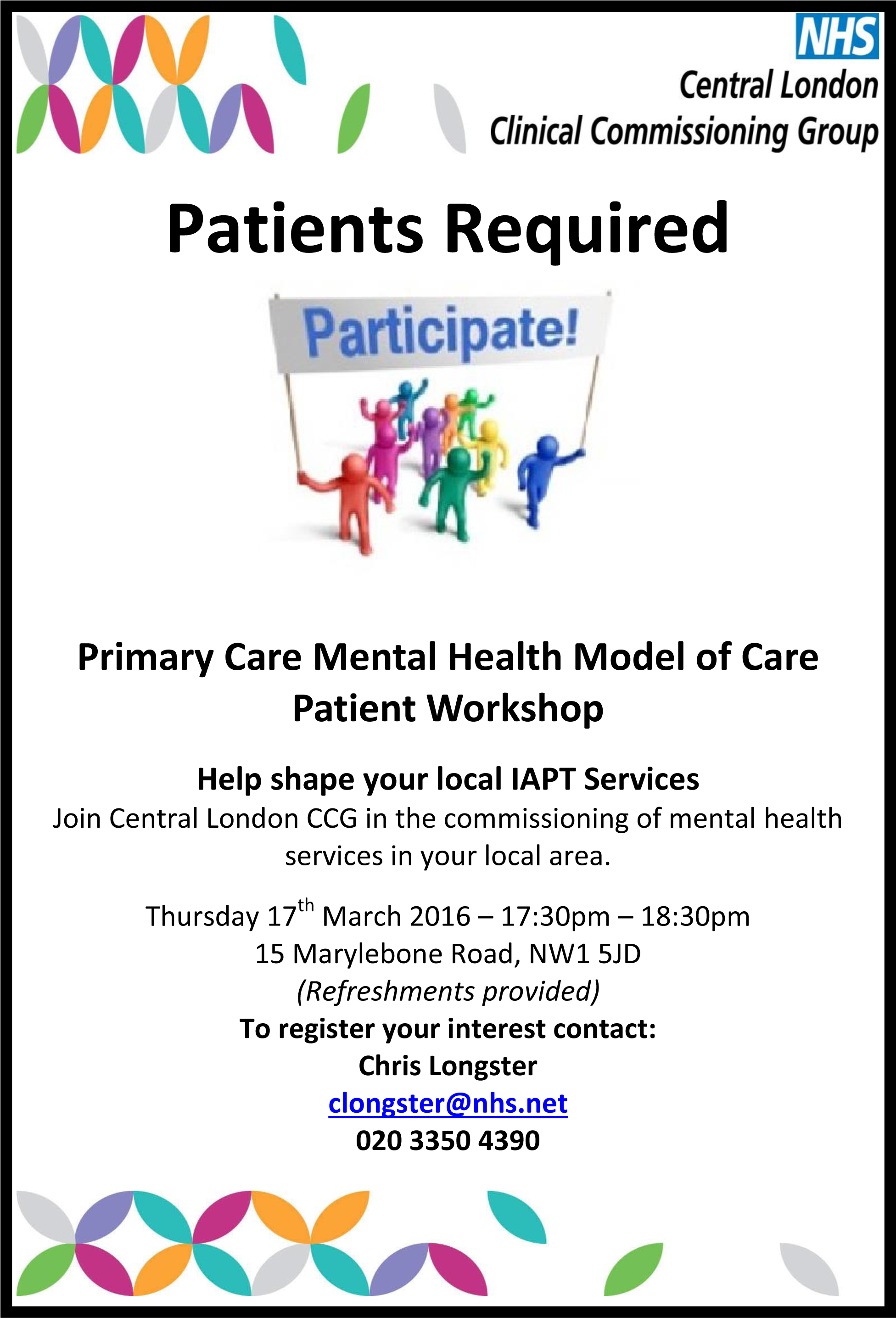 Cl Ccg Iapt Patient Workshop Flyer - Community Participation And Empowerment In Primary (1951x2936), Png Download