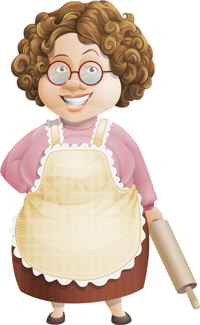 Granny Five-course Meal - Cartoon Granny With Wine (691x1060), Png Download