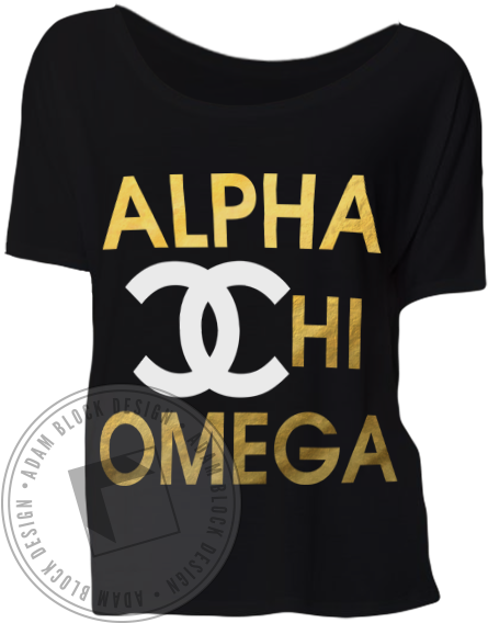 Alpha Chi Omega Coco Chanel Flowy Tee - Active Shirt (464x585), Png Download
