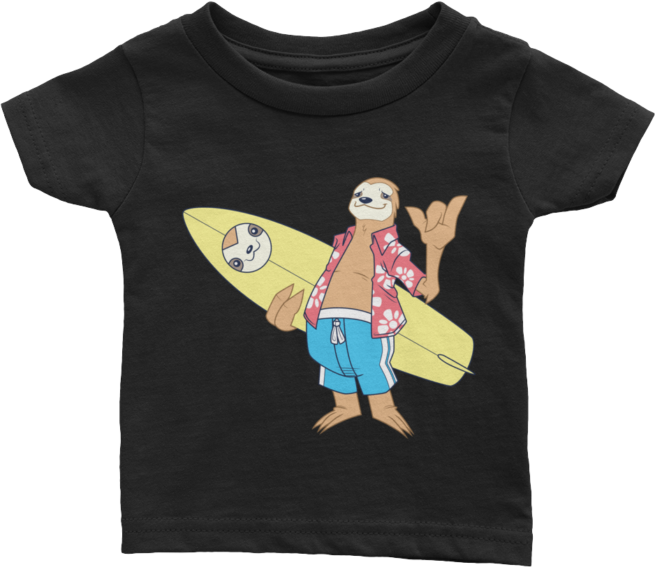 Hang Loose Surf Sloth - Infant (1000x1000), Png Download