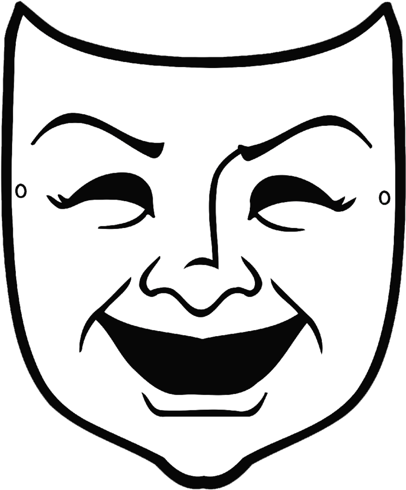 Comedy-mask Copy - Greek Theater Mask Templates (1000x1151), Png Download