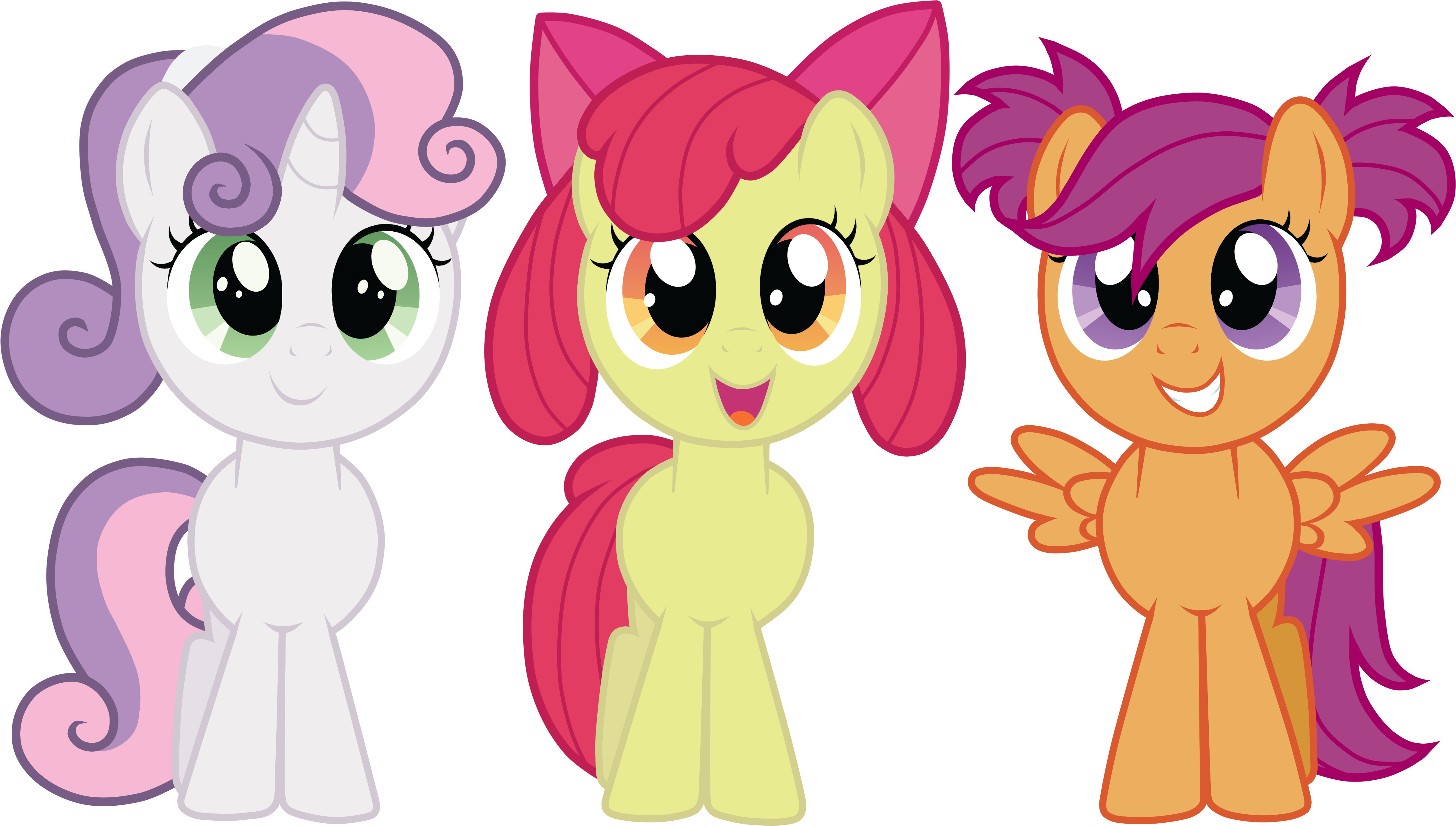 Sweetie Belle Scootaloo Sunset Shimmer Pony Pink Cartoon - Mlp Pigtails (5000x2899), Png Download