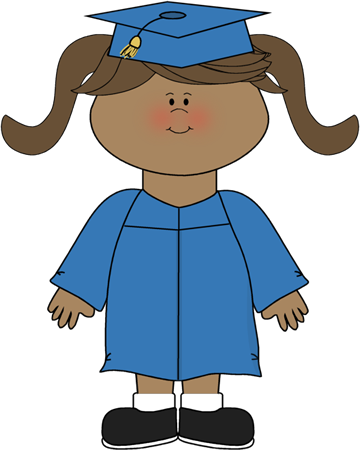 Clip Art Image Girl With Pigtails Wearing A Graduation - Graduate Clip Art (360x450), Png Download