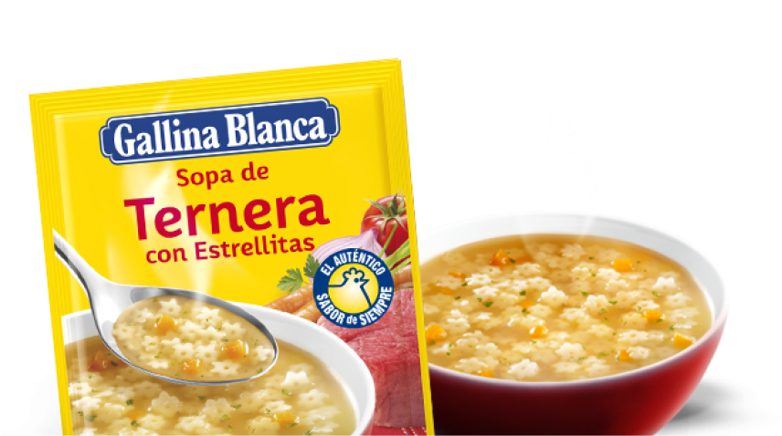Sopa De Ternera Con Estrellitas - Caldo De Pollo De Gallina Blanca (960x521), Png Download