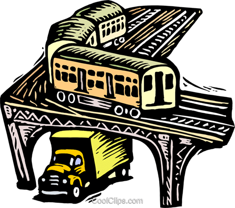 Download Train With Truck Under Bridge Royalty Free Vector Clip - Car Under  Bridge Cartoon PNG Image with No Background 