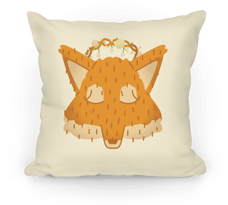 Flower Crown Fox Face Pillow - Pillow (484x484), Png Download