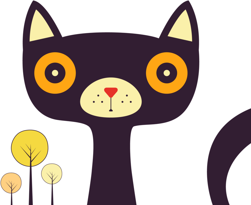 Fox Face Men's Printed Henley - Black Cat (960x960), Png Download