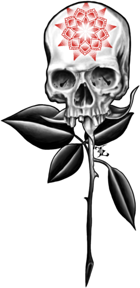 Men - Skull Rose - Smoke - Skull (450x600), Png Download