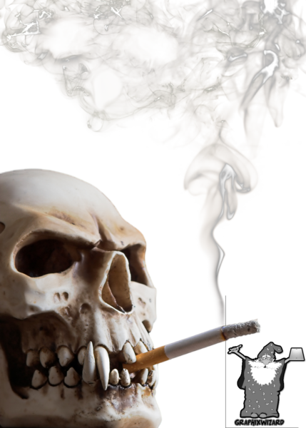 Smoking Skull (429x600), Png Download