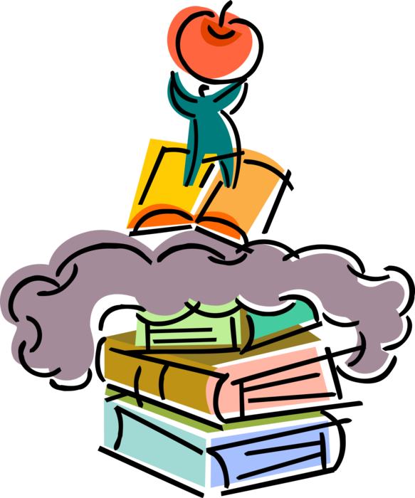 Vector Illustration Of Higher Education Textbook Books (583x700), Png Download