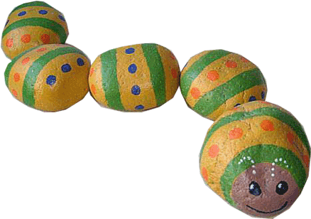 Caterpillar Painted Rock - Painted Rock Yard Art (612x472), Png Download