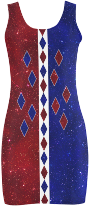 Sparkle Red Blue Harlequin Medea Vest Dress - Pattern (500x500), Png Download