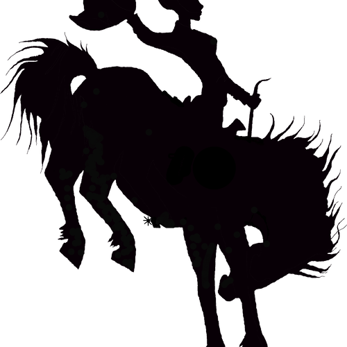 Cowgirl Decal - Black (500x500), Png Download