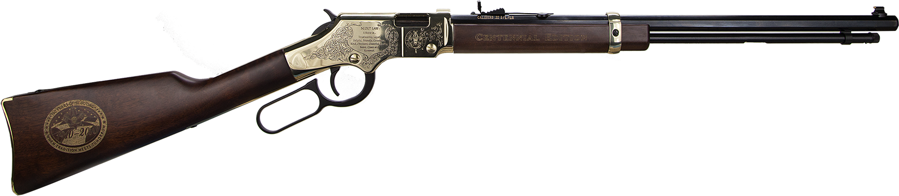 Henry H004bsa Golden Boy Boy Scouts Cent Lever 22lr - Henry 22 Silver Eagle (1800x469), Png Download