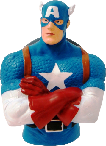 Marvel Avengers Bust Bank - Captain America Bust Bank (356x493), Png Download