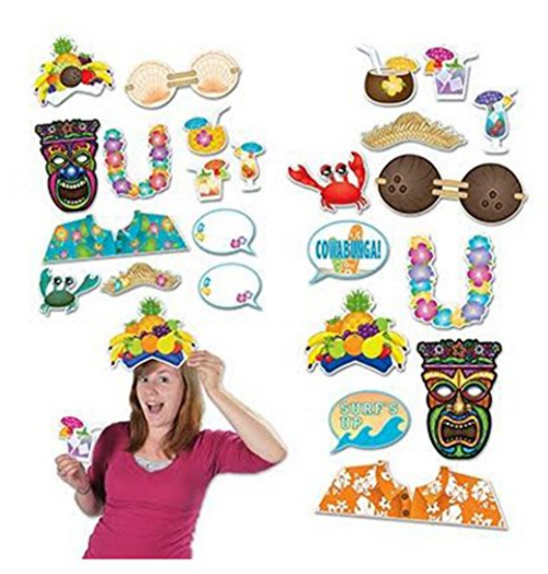Hawaiian Photobooth Props-12 Pcs - Beistle Luau Photo Fun Signs, 51/4 (700x879), Png Download