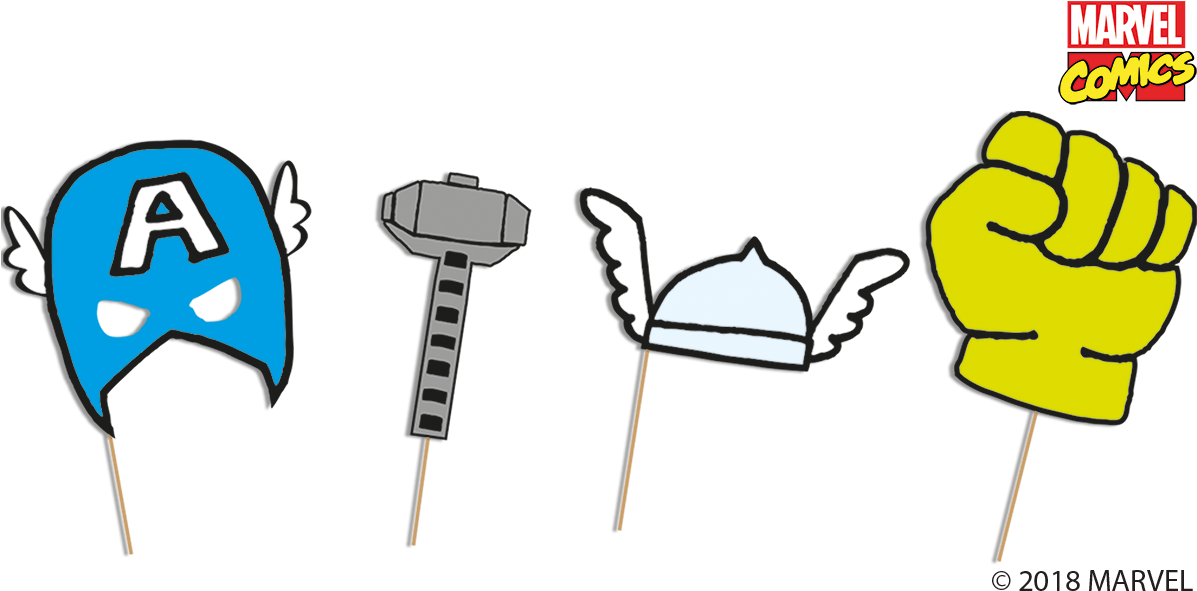 Marvel Pop Comic Party Photobooth Props - Marvel (1200x600), Png Download