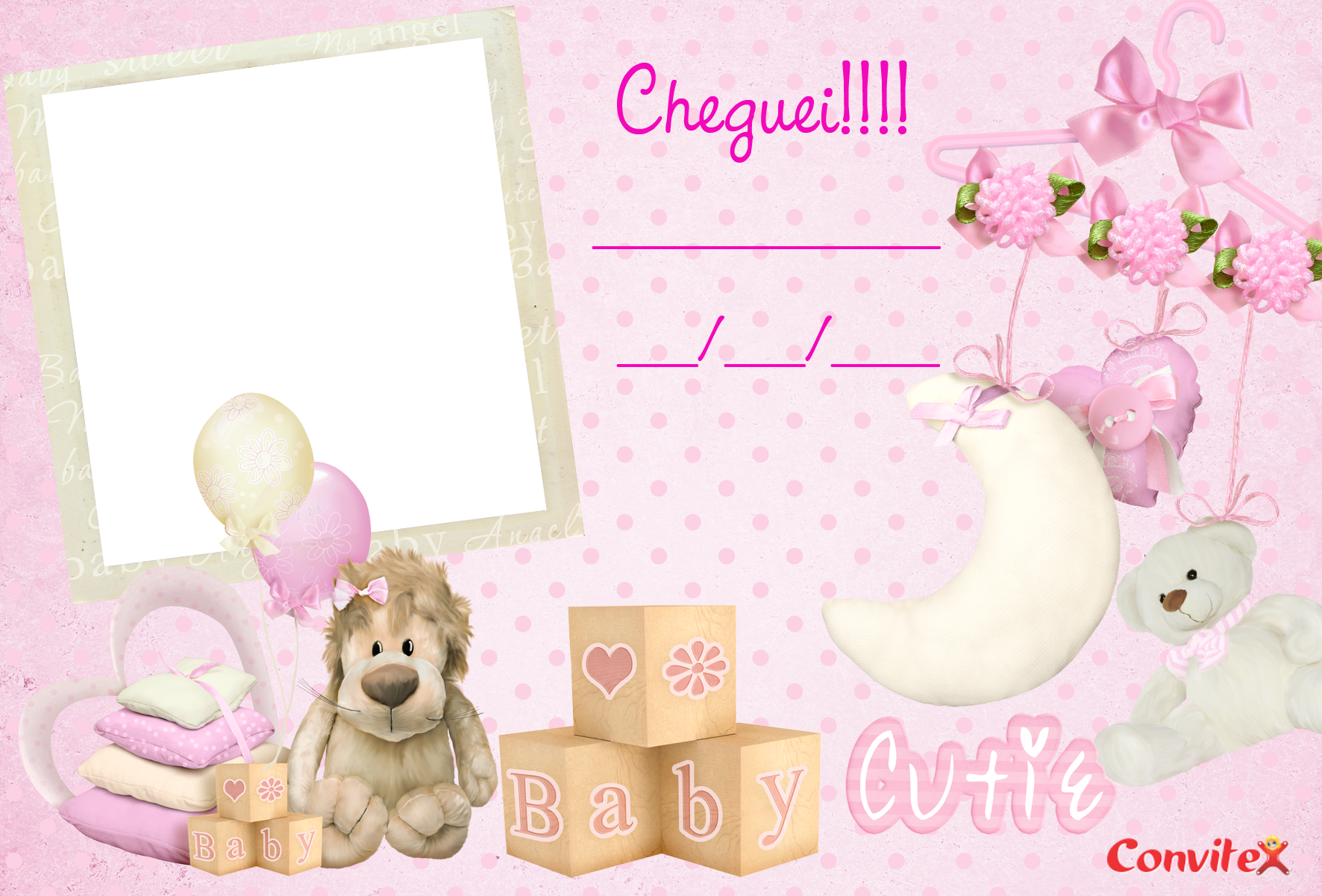Anúncios - Molduras De Bebe Cheguei (1772x1201), Png Download