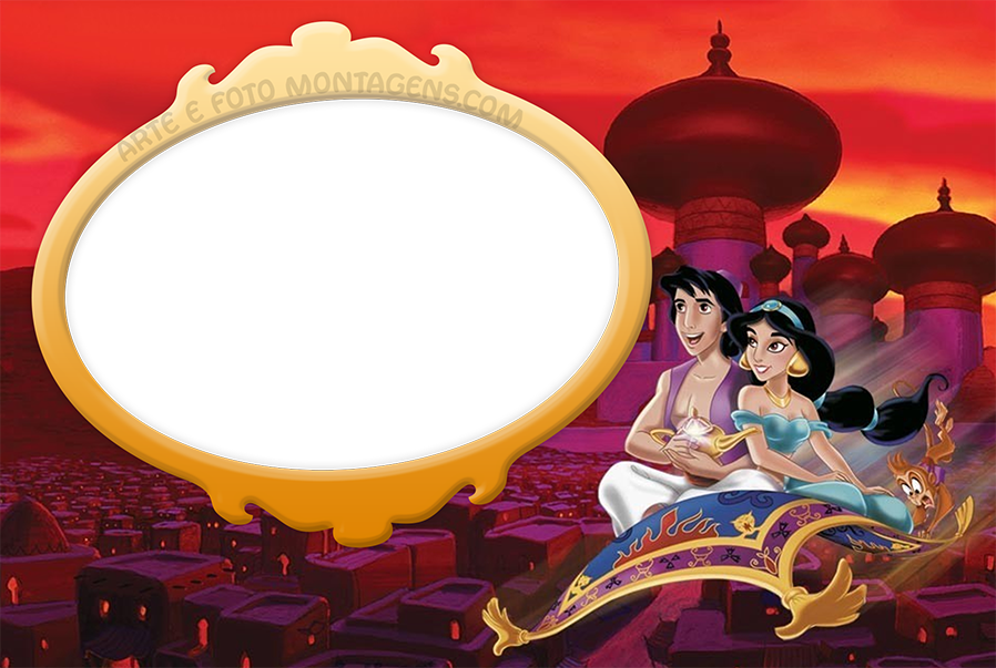 Molduras Para Fotos Grátis Personagens - Aladdin And Jasmine (898x603), Png Download
