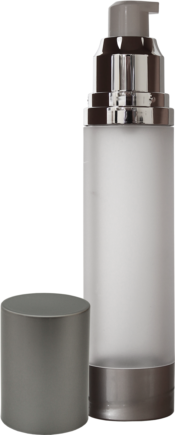 50 Ml Frosted Acrylic Airless Bottle With Cap & Pump - Water Bottle (1800x1800), Png Download