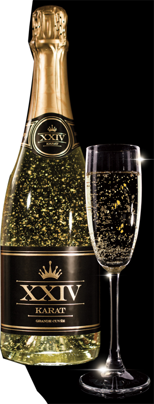 The Golden Flakes In Each Bottle Of Xxiv Karat Grande - Champagne With Gold Flakes (303x796), Png Download