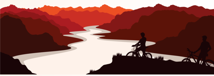 Silhouette Trail - Mountain Bike Silhouette Illustration (700x250), Png Download