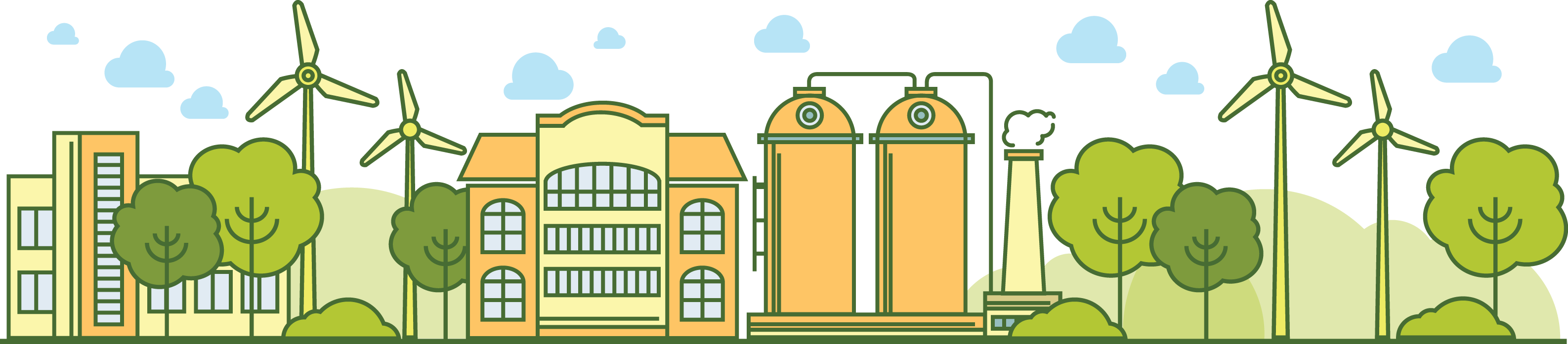 Office Sustainability In Your City - Illustration (3173x697), Png Download