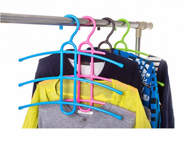 Multifunctional Clothes Hanger 3 Layer Anti-skid Plastic - Wed2bb 3 Layers Fishbone-shaped Clothes Hangers Space (600x600), Png Download
