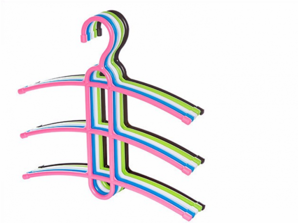 Multifunctional Clothes Hanger 3 Layer Anti-skid Plastic - Clothes Hanger (600x600), Png Download