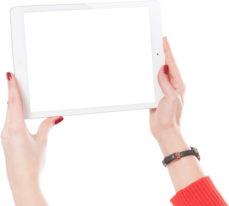 Woman Hands Holding Ipad Png - Hand Holding Ipad Png (850x729), Png Download