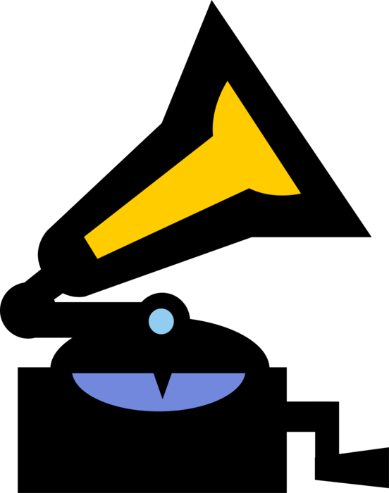 Vector Illustration Of Gramophone Phonograph Record (552x700), Png Download