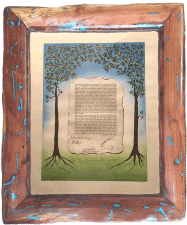Custom Mesquite Frame With Turquoise Inlays - Picture Frame (400x464), Png Download