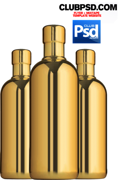 Gold Bottles - Gold Bottle Psd (439x600), Png Download