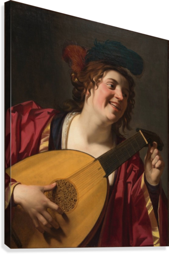 Woman Tuning A Lute, 1624 Canvas Print - Woman Tuning A Lute (341x511), Png Download