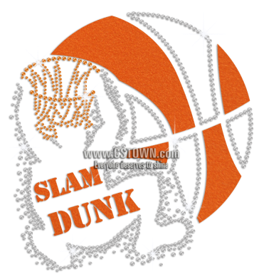 Sparkling Slam Dunk Basketball Iron On Flock Rhinestone - Basketball (450x450), Png Download