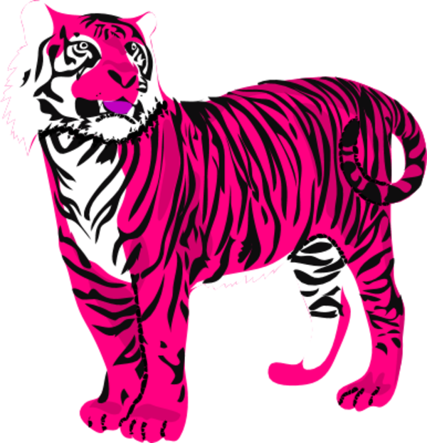 Tiger Standing With Curled Tail Clipart - Pink Tiger Clipart (600x622), Png Download
